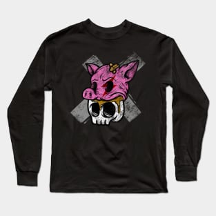 Skull and Pink Pig Fusion Long Sleeve T-Shirt